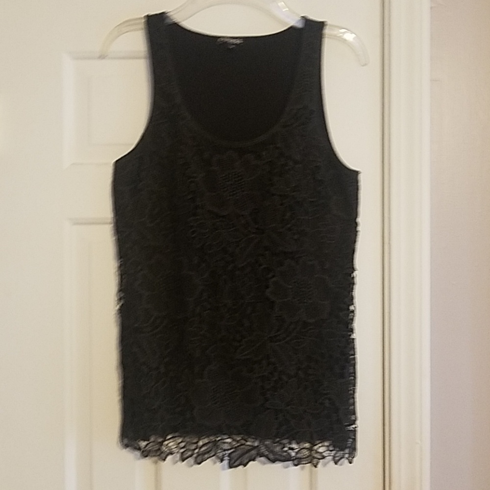 Express black lace front tank top